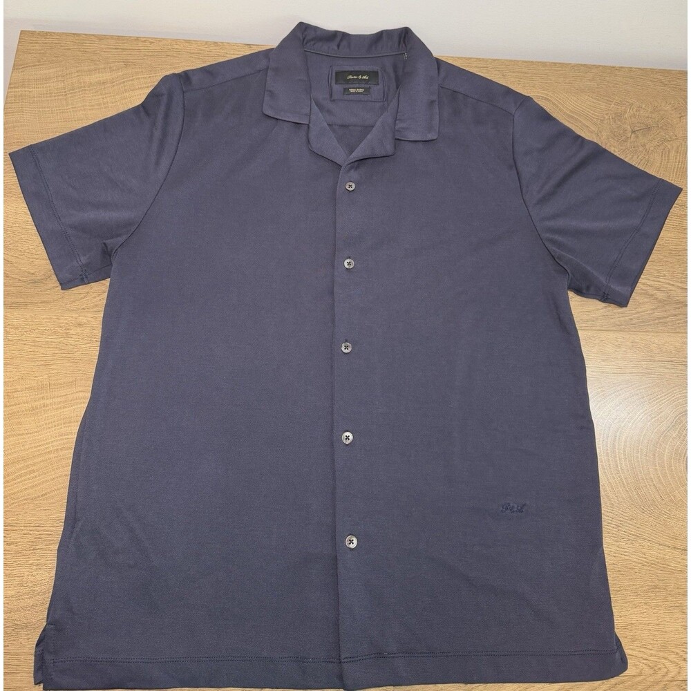 Porter & Ash Mens Shirt Button Down Soft Modal Blend Blue Large NWT